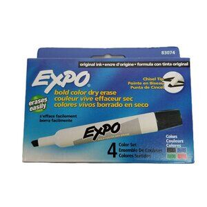 Expo Bold Chisel Tip Dry Erase Markers 4 Pack Assorted Whiteboard NOS